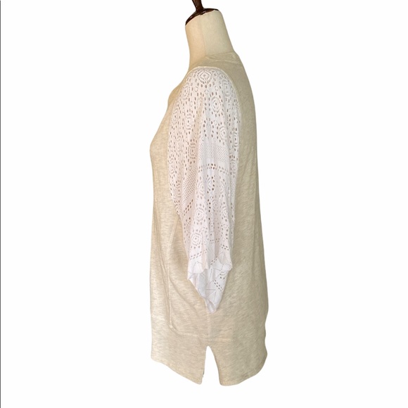 Anthropologie Akemi + Kin Eyelet Scalloped Lace Crochet Sweatshirt Tunic Top XS - Picture 7 of 14